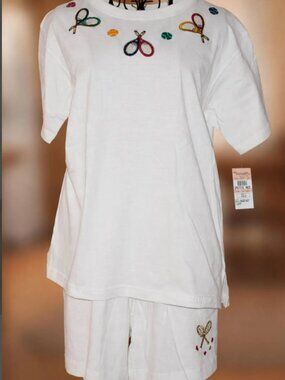 Embroidered Tennis Outfit 2-Piece Set Jason Maxwell, Ac-Tiv-Ology, 90s Cotton PM